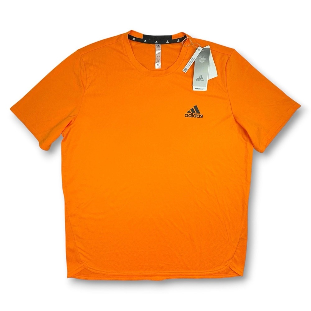 Adidas Shirt Mens Large Tee Orange AEROREADY D4M Short Sleeve Athletic Training